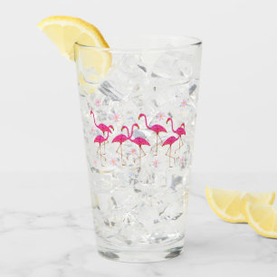 Rosa Flamingos som dricker exponeringsglas Glaskopp