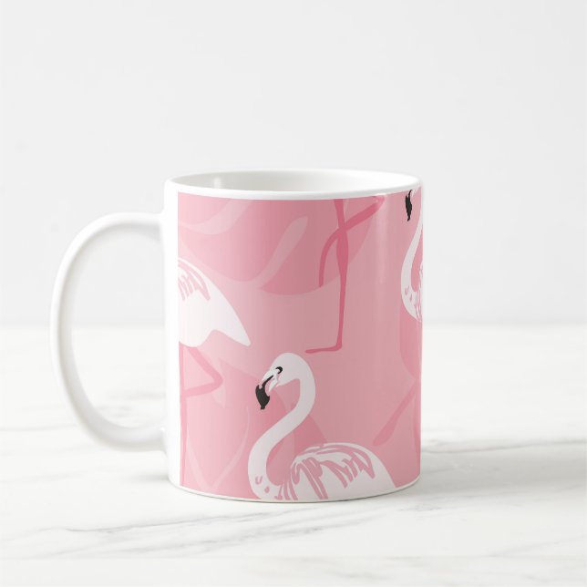 Rosa flamingos: sömlös illustration av vintagen. kaffemugg (Vänster)