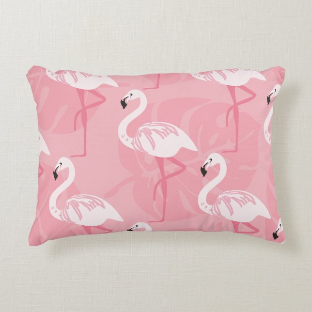 Rosa flamingos: sömlös illustration av vintagen. prydnadskudde (Framsidan)