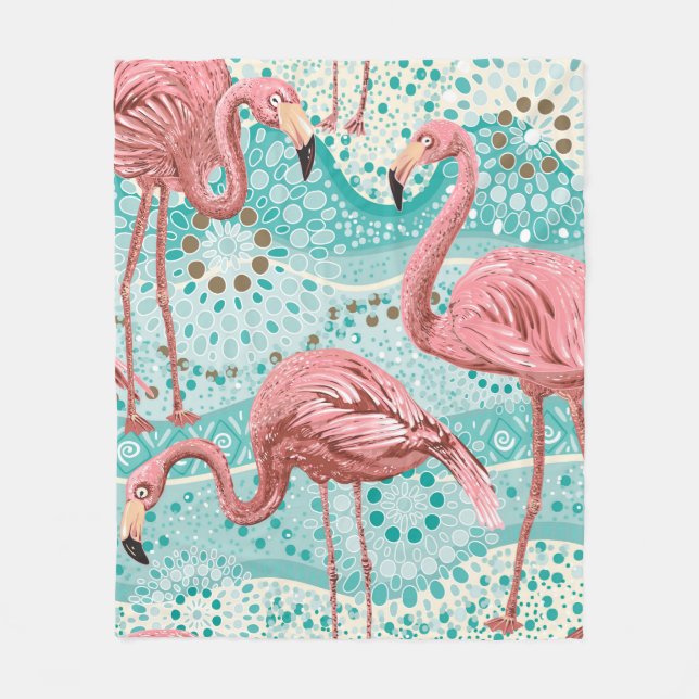 Rosa flamingos sömlös mönster fleecefilt (Framsidan)