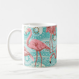 Rosa flamingos sömlös mönster kaffemugg