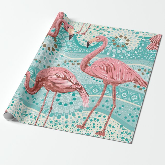Rosa flamingos sömlös mönster presentpapper (Utrullad)