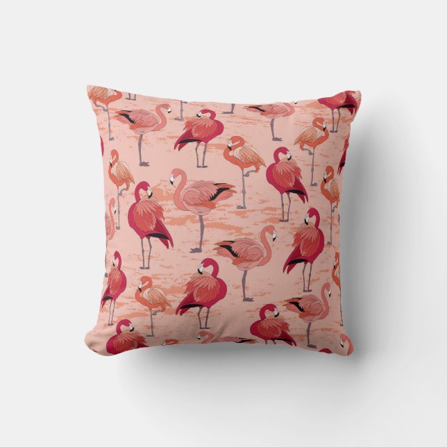Rosa Flamingos: Sömlösa Tropiska Mönster Kudde (Framsida)