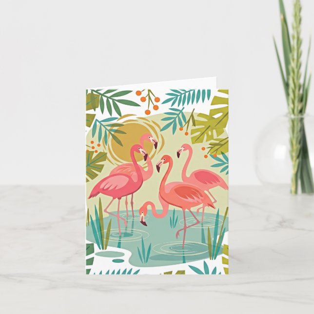 ROSA FLAMINGOS STÅR TILLSAMMANS KORT (Framsida)
