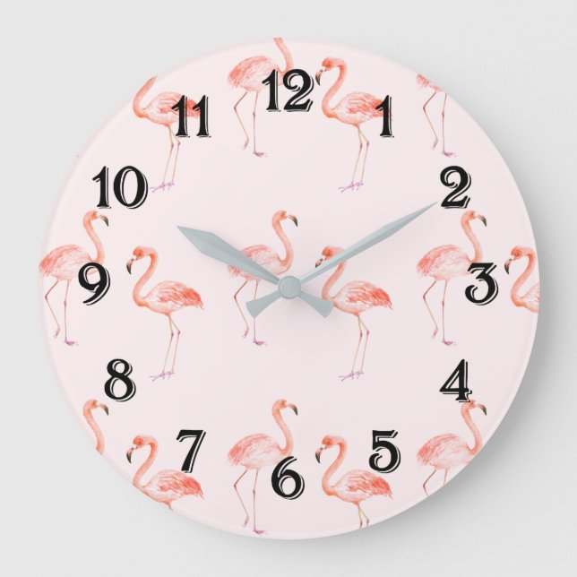 Rosa flamingos stor klocka (Framsida)