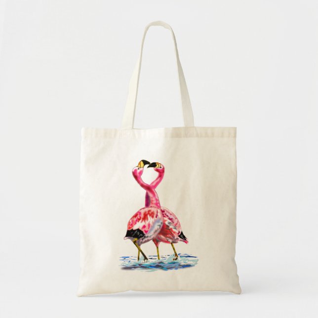 Rosa Flamingos Tote Bag Tygkasse (Framsidan)