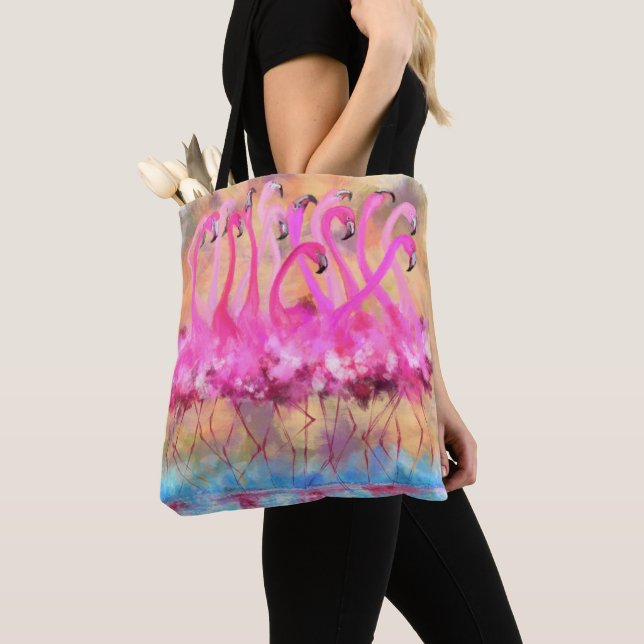 Rosa Flamingos Tote Bag Tygkasse (Närbild)