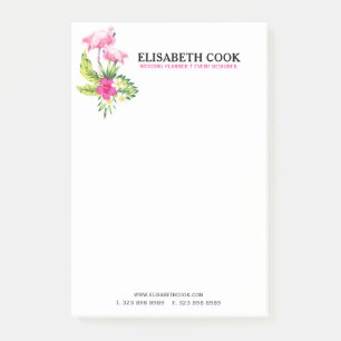 Rosa Flamingos & Tropical Flowers Bouquet Post-it Block