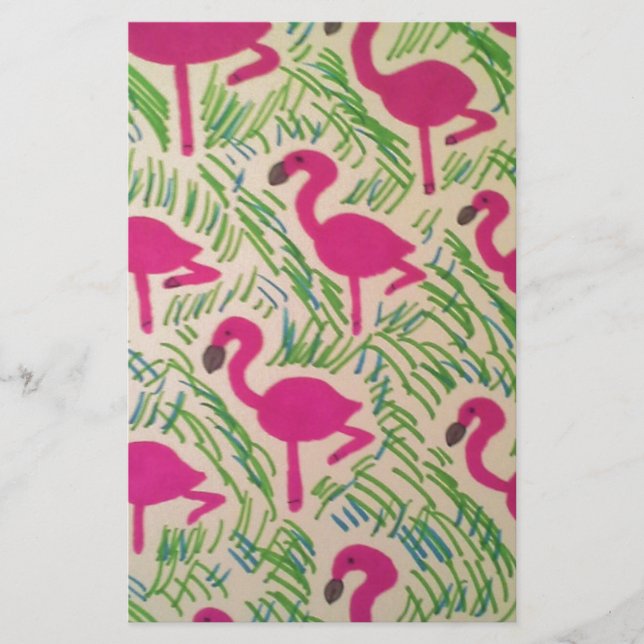 Rosa Flamingos Tropical Mönster Brevpapper (Framsida)