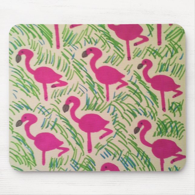 Rosa Flamingos Tropical Mönster Musmatta (Framsidan)