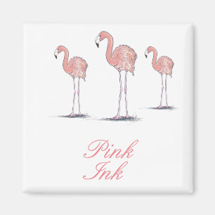 Rosa Flamingos Tropical Thned Squmagnet Magnet