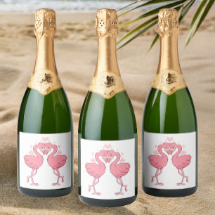 Rosa Flamingos Tropisk Sommar Strand Bröllop
