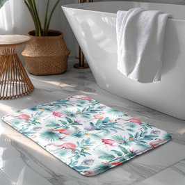 Rosa flamingos tropiska löv mönster badrumsmatta