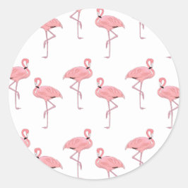 Rosa flamingos tropiskt kustnära strandtema runt klistermärke