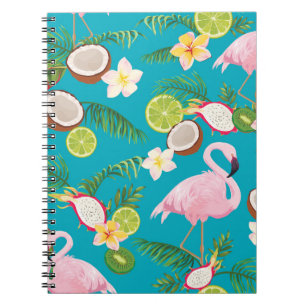 Rosa Flamingos: Tropiskt sjölöst Mönster Anteckningsbok