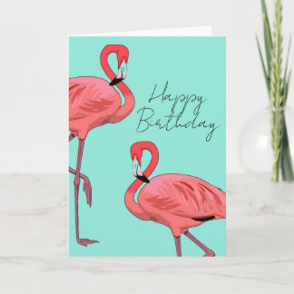 Rosa flamingos varma födelsedagsönskningar helgkort