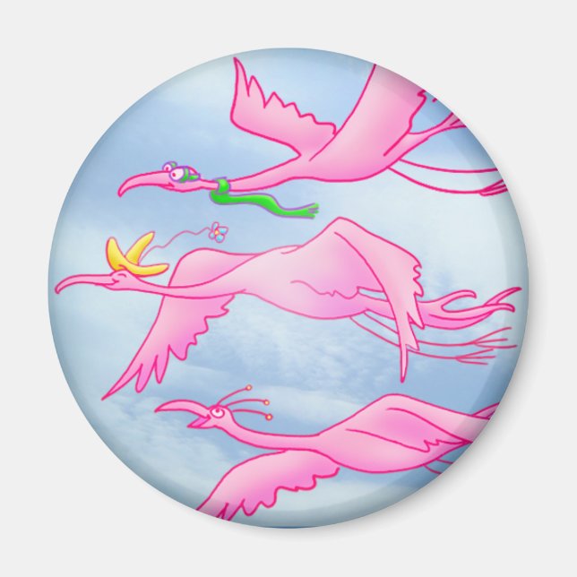 Rosa Flamingos väster Magnet (Framsidan)