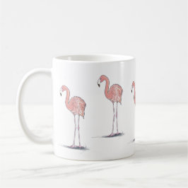 Rosa Flamingos vattenfärg teckning Kaffemugg