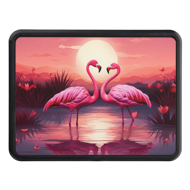 Rosa Flamingos vid Sunset Dragkroksskydd (Framsidan)