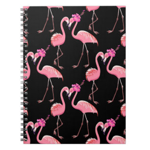 Rosa Flamingos: Vintagen Black Background Anteckningsbok