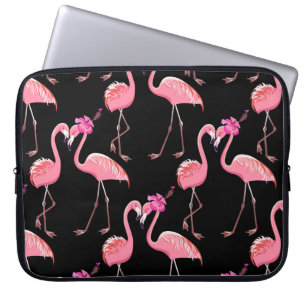 Rosa Flamingos: Vintagen Black Background Laptop Fodral