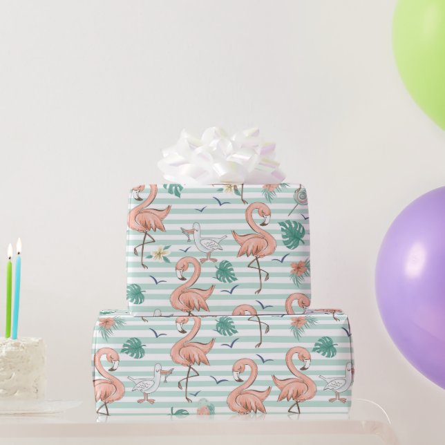 Rosa Flamingos Wrapping Papper Presentpapper (Festgåvor)