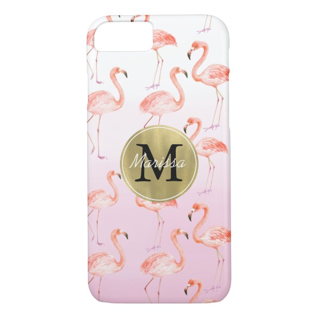 Rosa Flamingosmonogram Case-Mate iPhone Skal (Baksida)