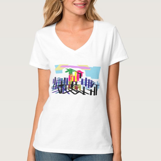 Rosa flamingostrand t shirt (Framsida)