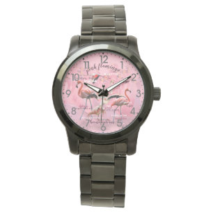 Rosa Flamingotypografi skräddarsy Armbandsur