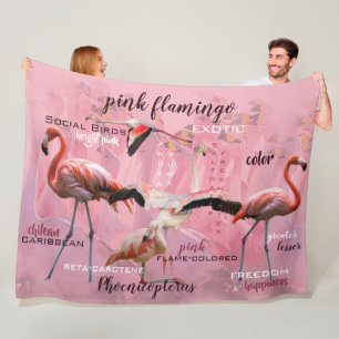 Rosa Flamingotypografi skräddarsy Fleecefilt