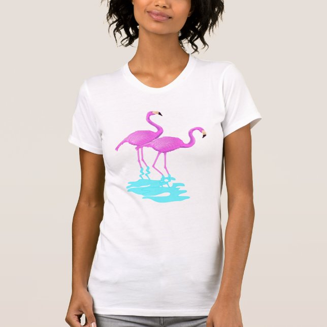 Rosa Flamingoutslagsplats T-shirt (Framsida)