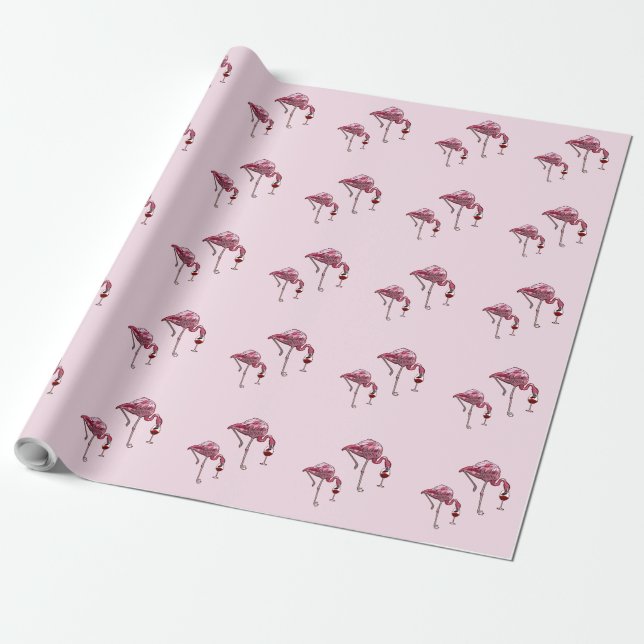 Rosa flamingovindrinkare rolig mönster presentpapper (Utrullad)