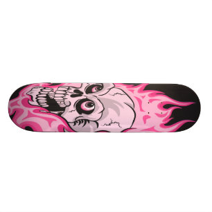 Rosa flammande skalle skateboard bräda 20,5 cm