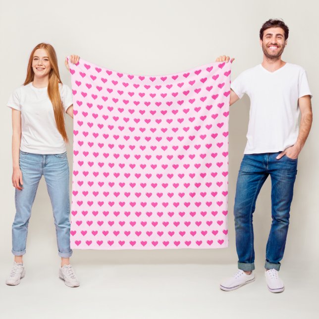 Rosa Fleece Blanket med hjärtan (På plats)