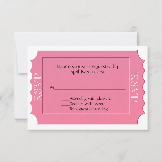Rosa flerbruksbiljett RSVP-svarskort OSA Kort (Framsida)