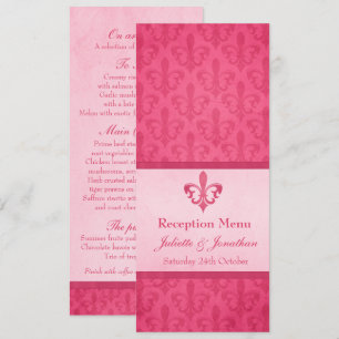 Rosa Fleur De Lis bröllopsmiddagsmeny Inbjudningar