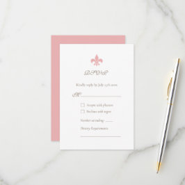 Rosa Fleur de Lis Design Bröllop OSA Kort