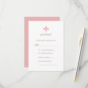 Rosa Fleur de Lis Design Bröllop OSA Kort