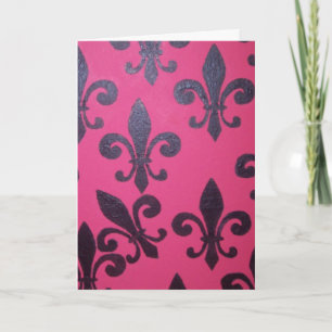 Rosa Fleur De Lis grattis på födelsedagen Kort