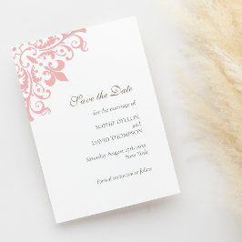 Rosa Fleur de Lis Mönster Bröllop Spara Datumet