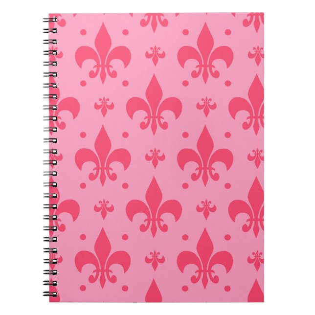 Rosa Fleur-de-lis Mönster Design Anteckningsbok (Framsidan)