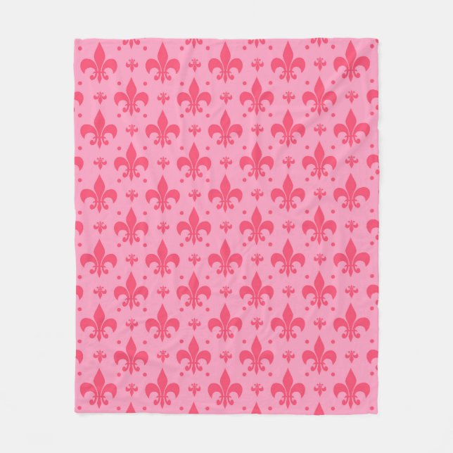 Rosa Fleur-de-lis Mönster Design Fleecefilt (Framsidan)