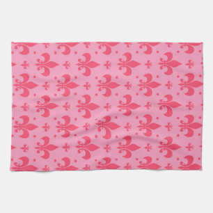 Rosa Fleur-de-lis Mönster Design Kökshandduk
