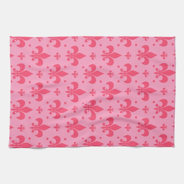 Rosa Fleur-de-lis Mönster Design Kökshandduk (Horisontell)