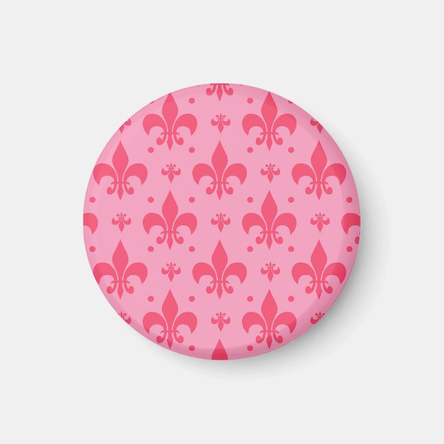 Rosa Fleur-de-lis Mönster Design Magnet (Framsidan)
