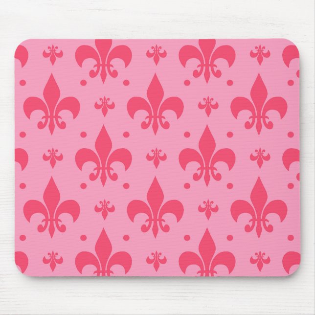 Rosa Fleur-de-lis Mönster Design Musmatta (Framsidan)