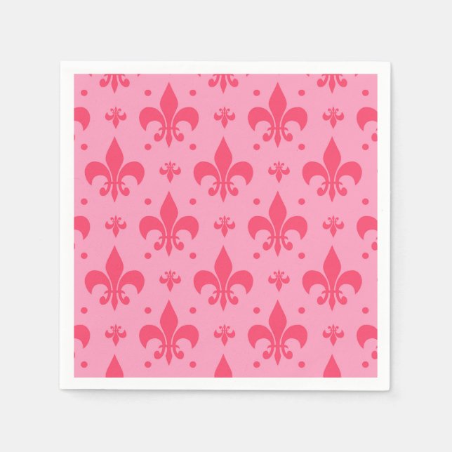 Rosa Fleur-de-lis Mönster Design Pappersservett (Framsidan)