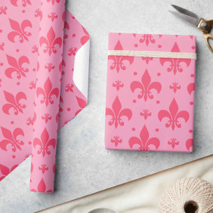 Rosa Fleur-de-lis Mönster Design Presentpapper