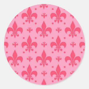 Rosa Fleur-de-lis Mönster Design Runt Klistermärke