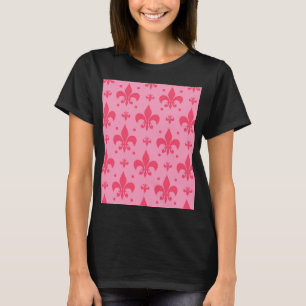 Rosa Fleur-de-lis Mönster Design T Shirt